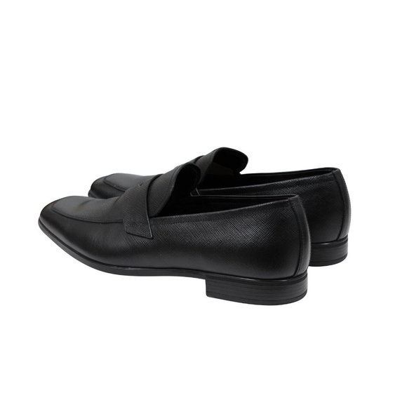 Prada Mens Penny Loafers US 8.5 UK 7.5 Black Saffiano Leather Slip On Moccasins - Picture 5 of 10